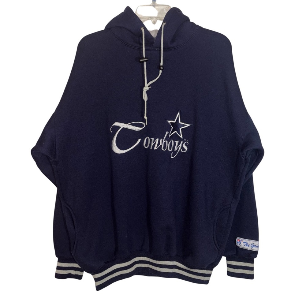 Dallas Cowboys Hoodie Vintage Script Logo Embroidered Long Sleeve 90s Size Large